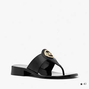 Michael Kors Black Sandals with Gold Logo